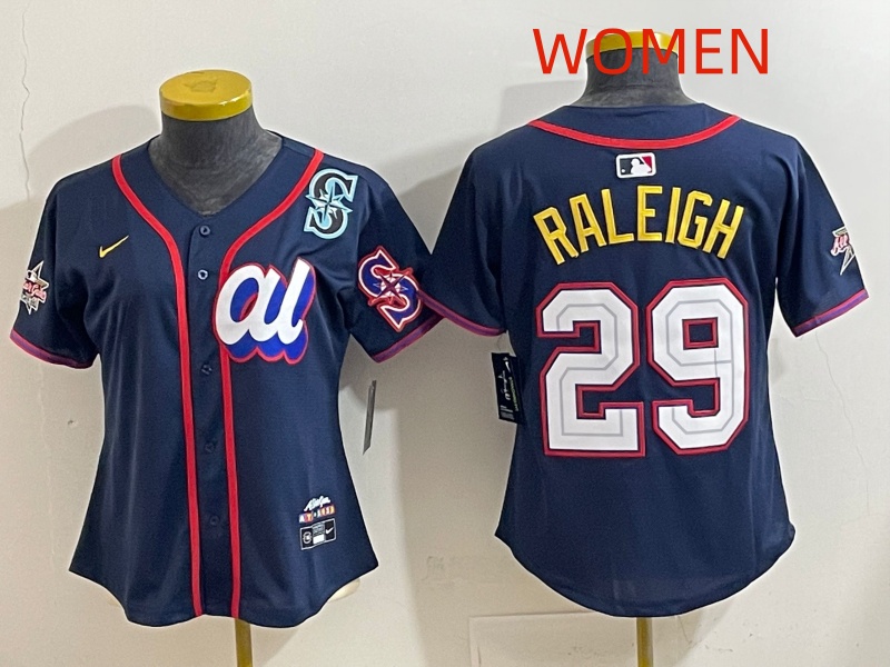 Women  2025 Seattle Mariners #29 Raleigh dark Blue All star Nike MLB Jersey style 030